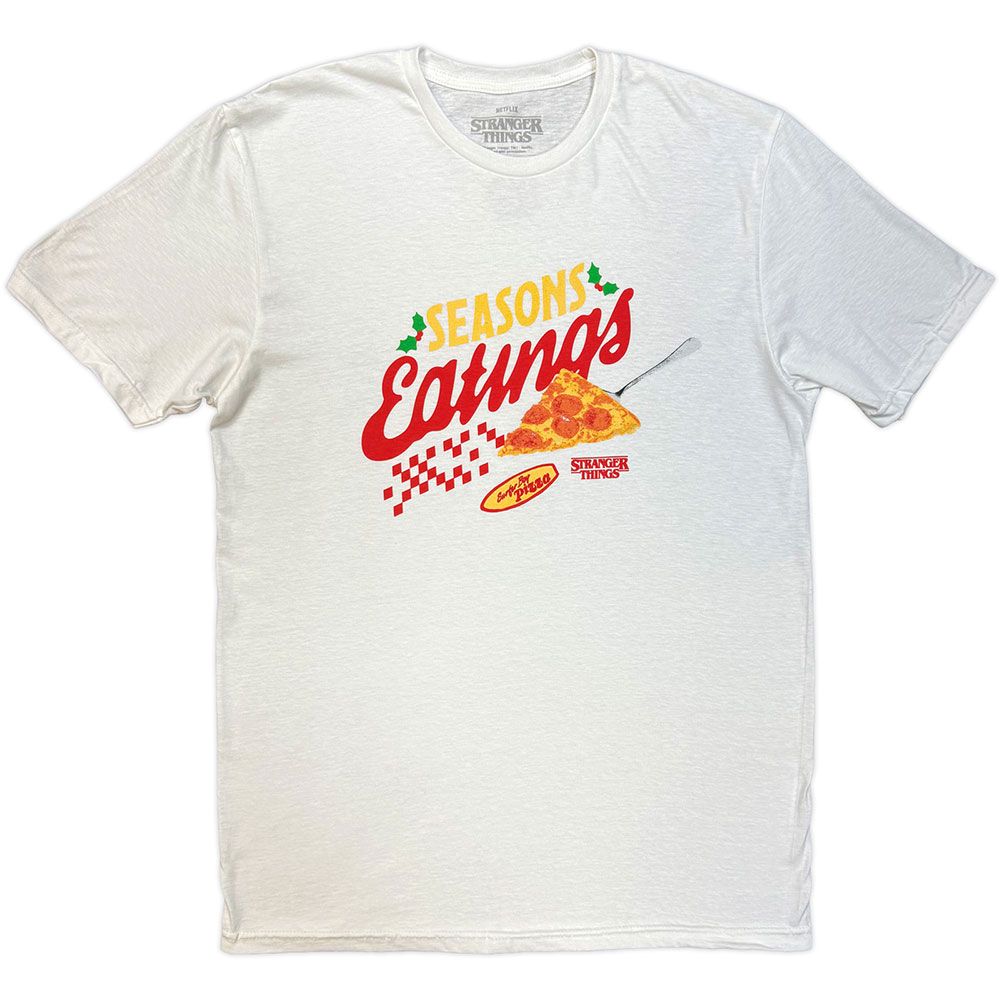 Stranger things - Season Of Eating Pizza Tshirt Homme - Blanc